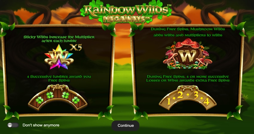 Rainbow Wilds Megaways free spins