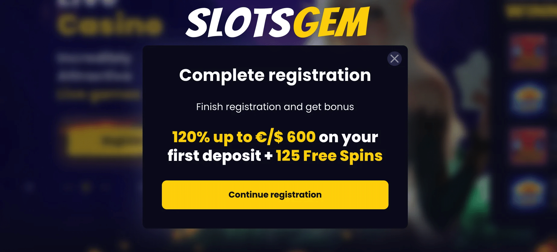 SlotsGem welcome bonus offer EU