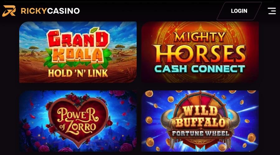 jackpots at Ricky Casino
