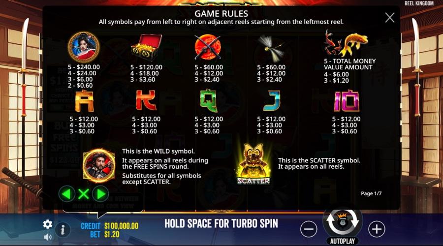 Samurai Code video slot game info