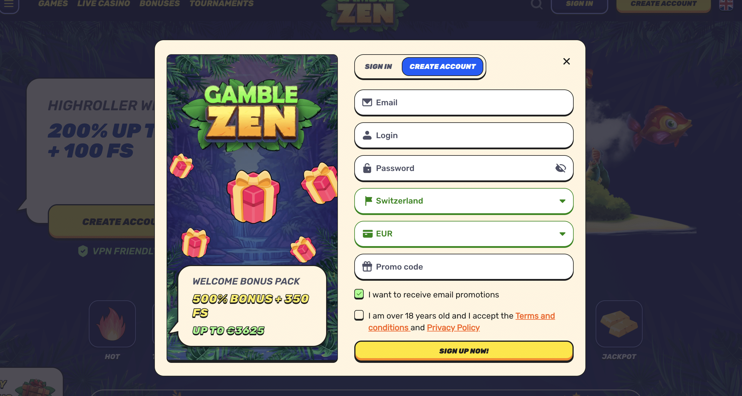 GambleZen Swiss Bonus