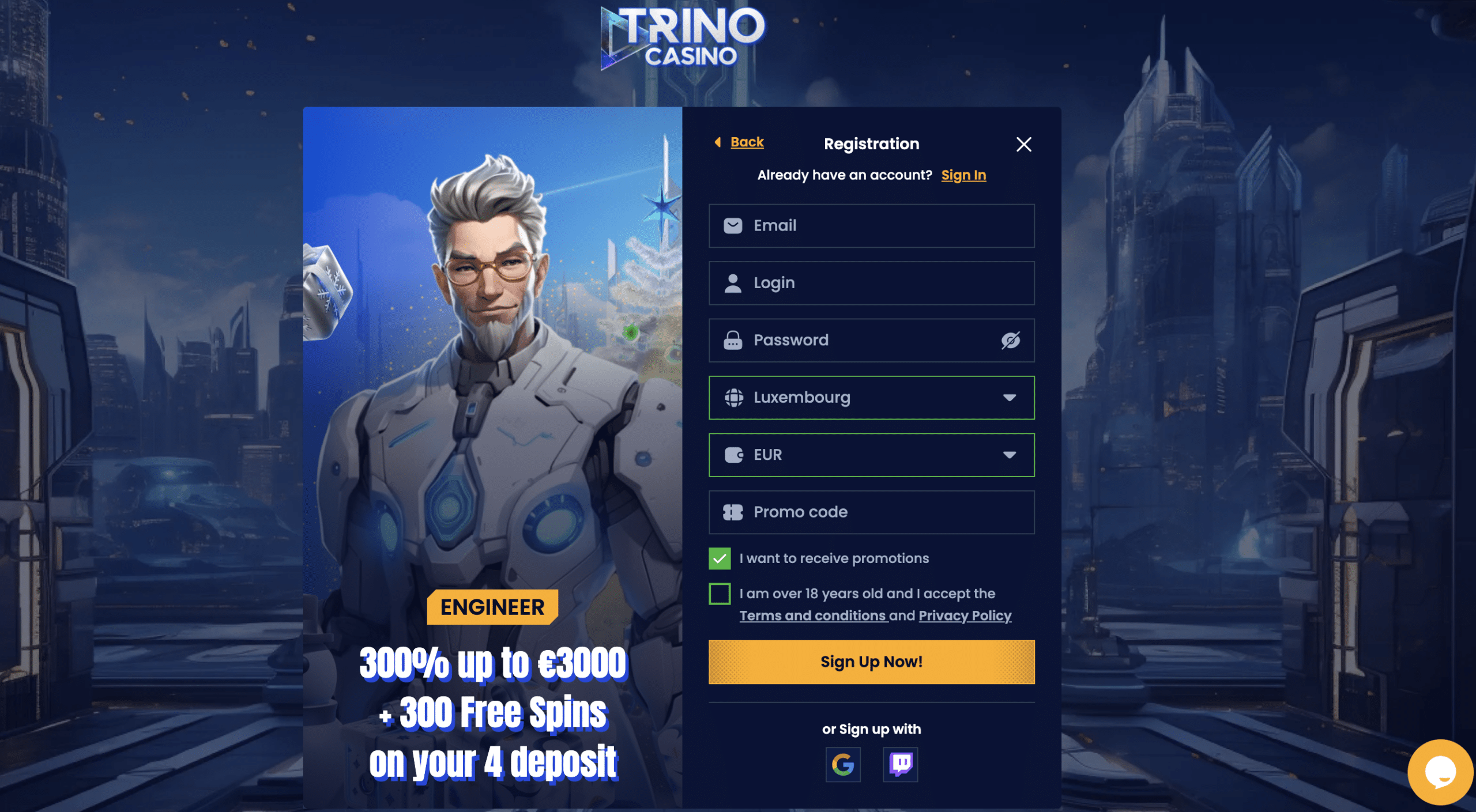 Trino Casino Bonus - Luxembourg