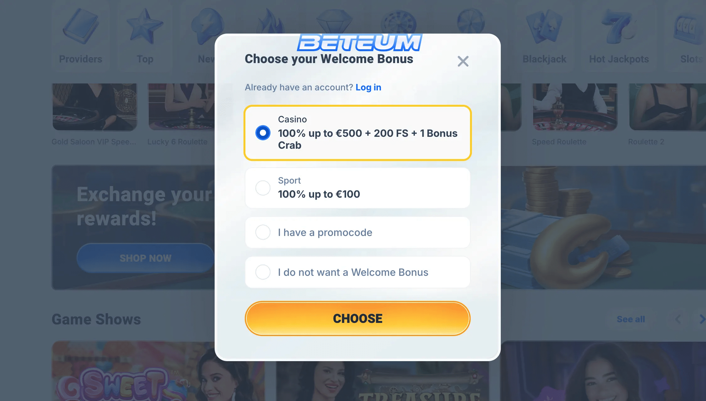 beteum casino signup bonus