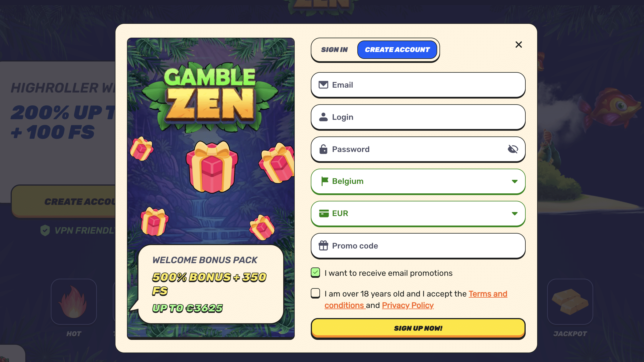 Gamblezen Casino Belgian Bonus