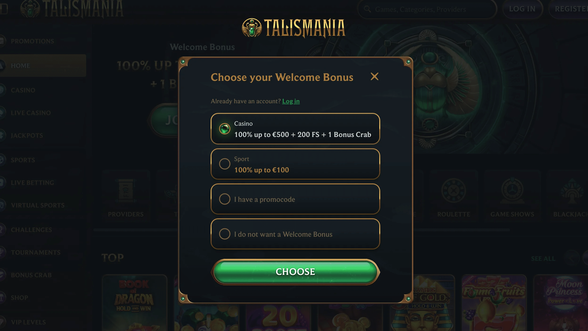 talismania signup bonus