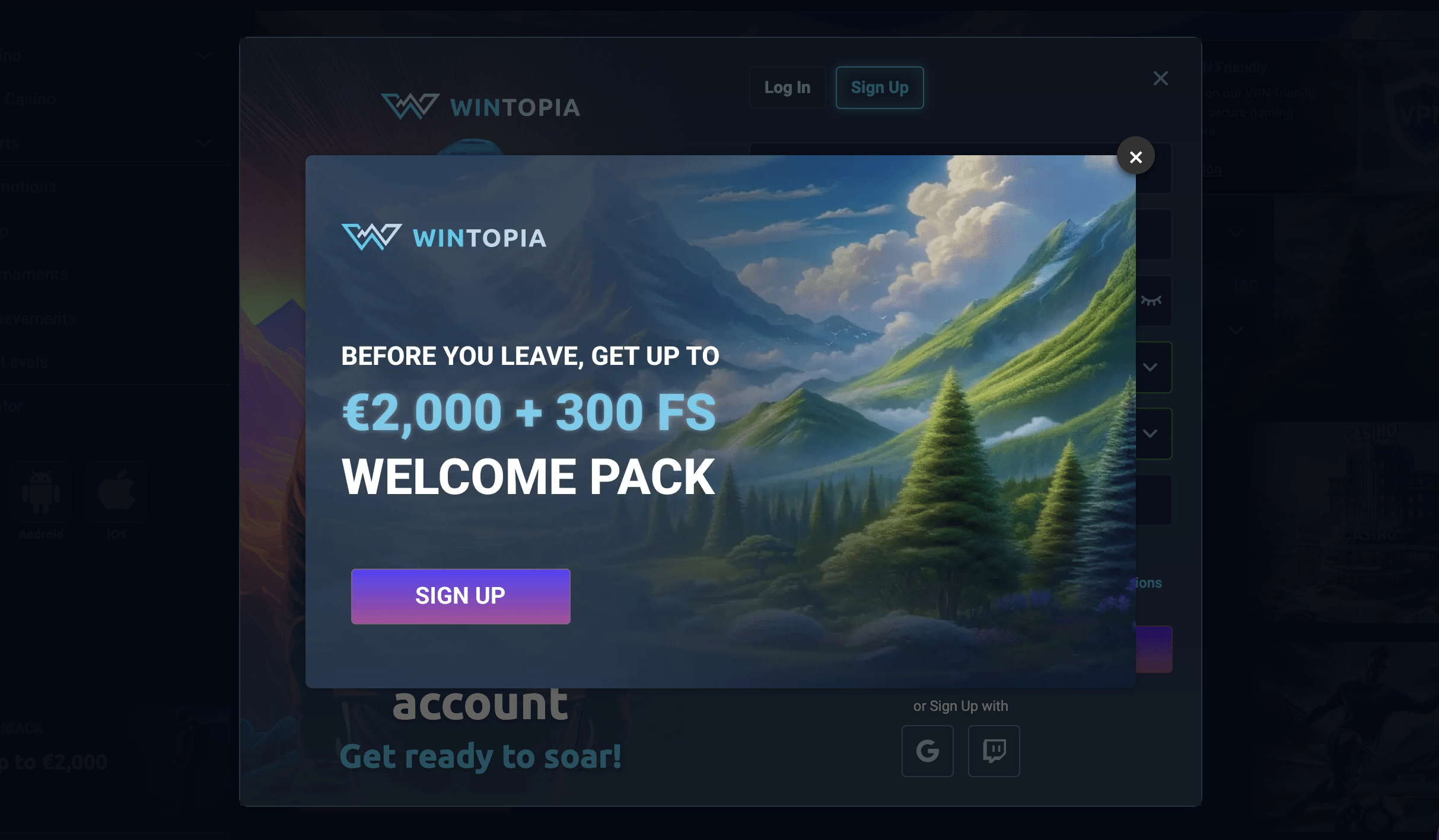 Wintopia casino signup bonus