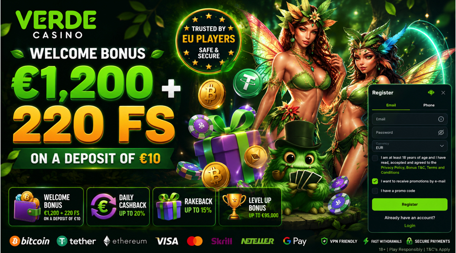 Verde Casino Euro Bonus and free spins
